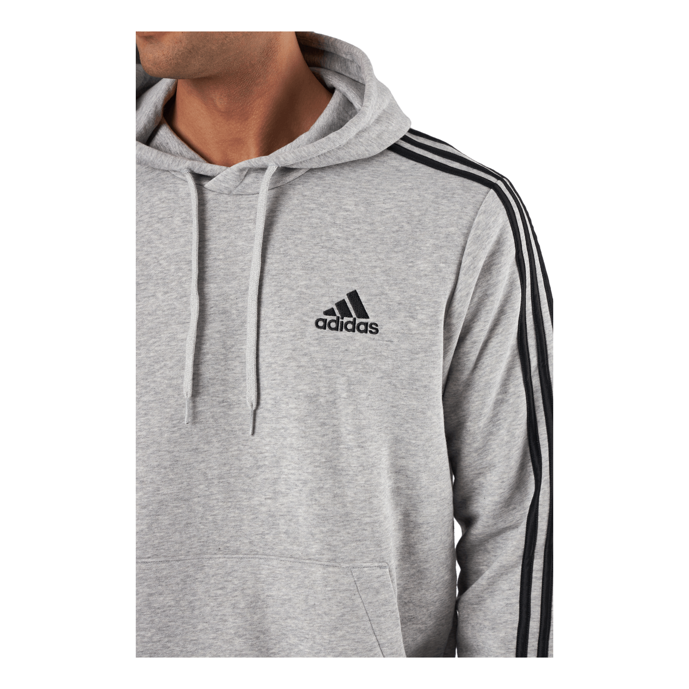 Essentials Fleece 3-Stripes Hoodie Medium Grey Heather