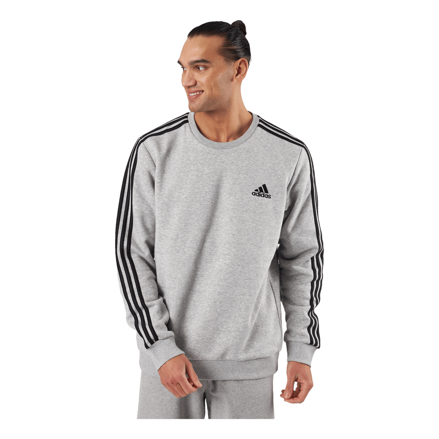 Essentials Fleece 3-Stripes Sweatshirt Medium Grey Heather