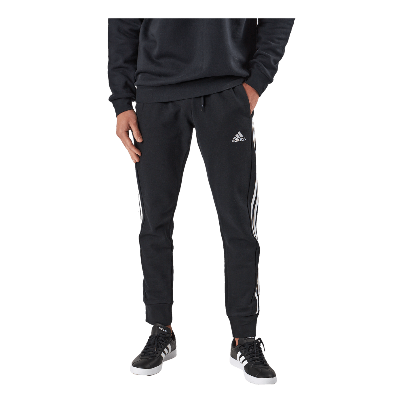 Essentials French Terry Tapered Cuff 3-Stripes Joggers Black