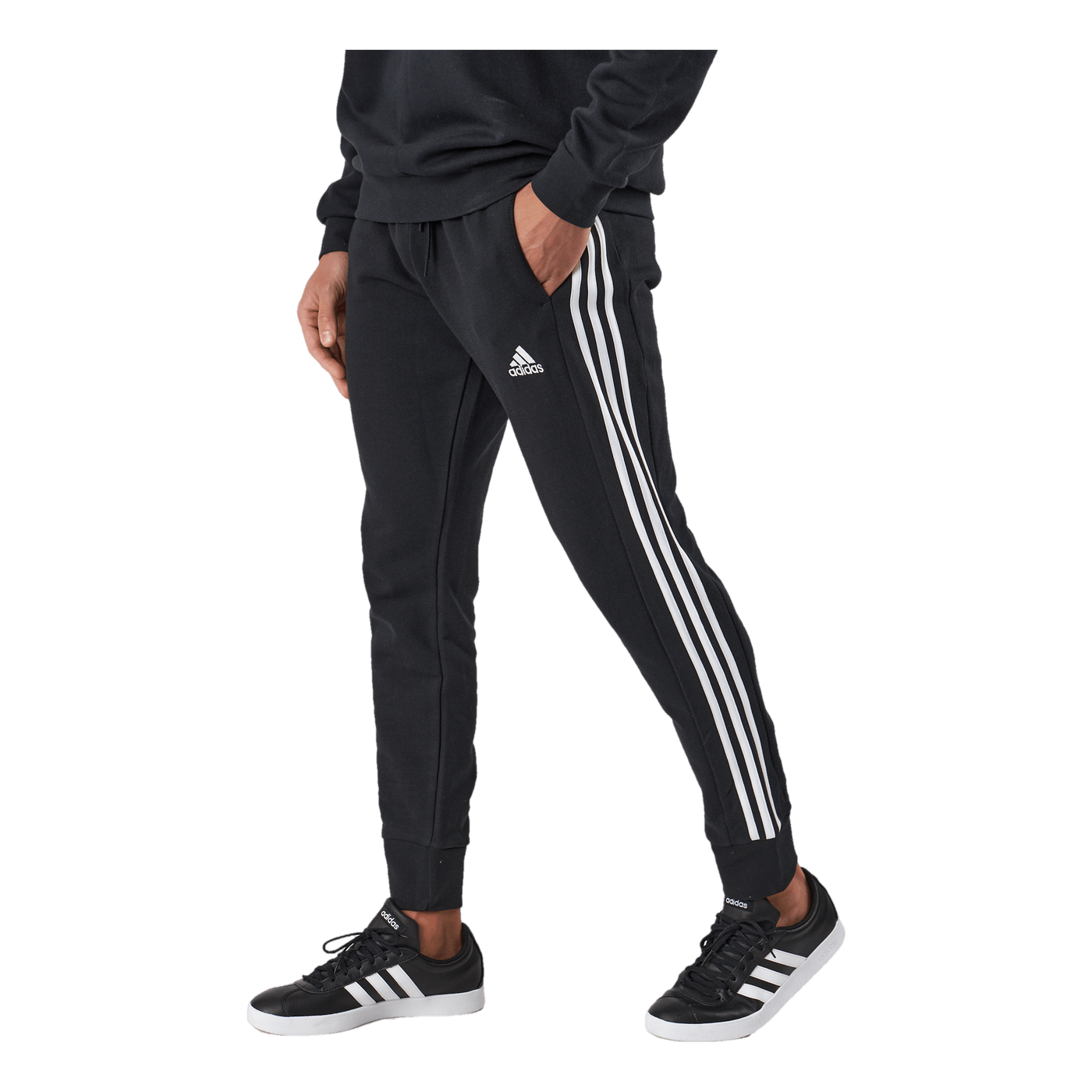 Essentials French Terry Tapered Cuff 3-Stripes Joggers Black