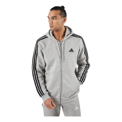 Essentials Fleece 3-Stripes Full-Zip Hoodie Medium Grey Heather