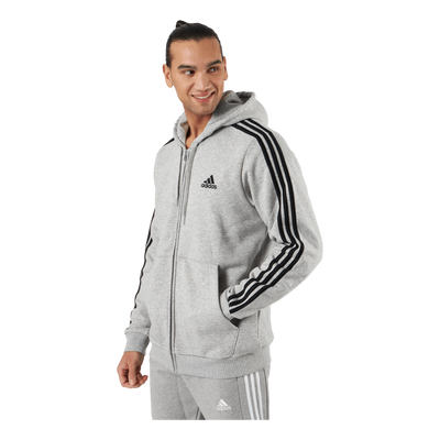 Essentials Fleece 3-Stripes Full-Zip Hoodie Medium Grey Heather