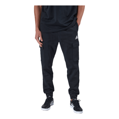 Essentials Fleece Regular Tapered Cargo Joggers Black