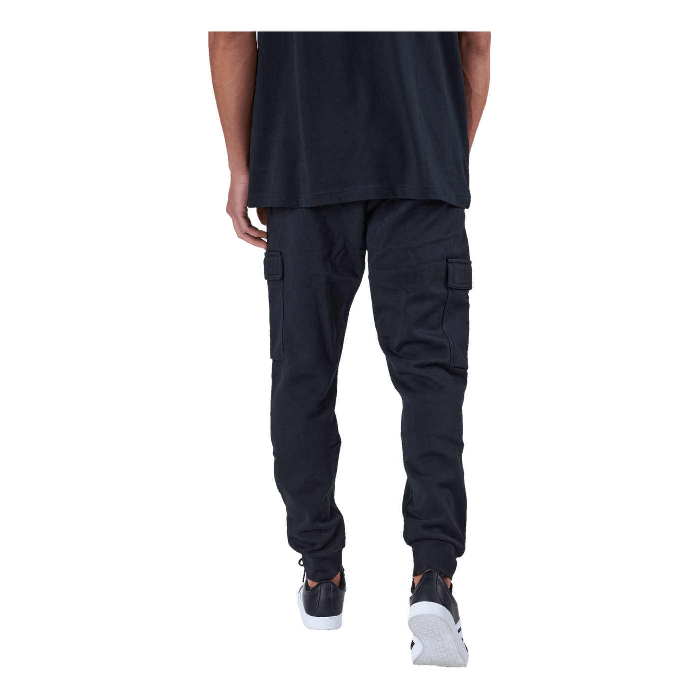 Essentials Fleece Regular Tapered Cargo Joggers Black