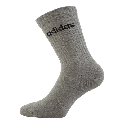 Linear Crew Cushioned Socks 3 Pairs Medium Grey Heather / White / Black