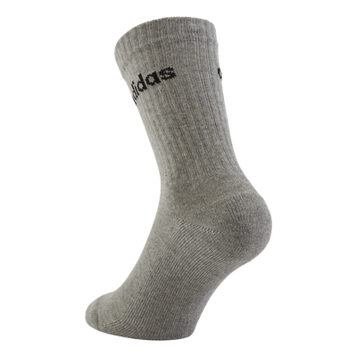 Linear Crew Cushioned Socks 3 Pairs Medium Grey Heather / White / Black