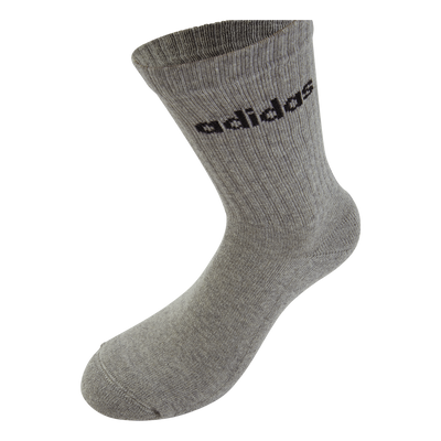 Linear Crew Cushioned Socks 3 Pairs Medium Grey Heather / White / Black