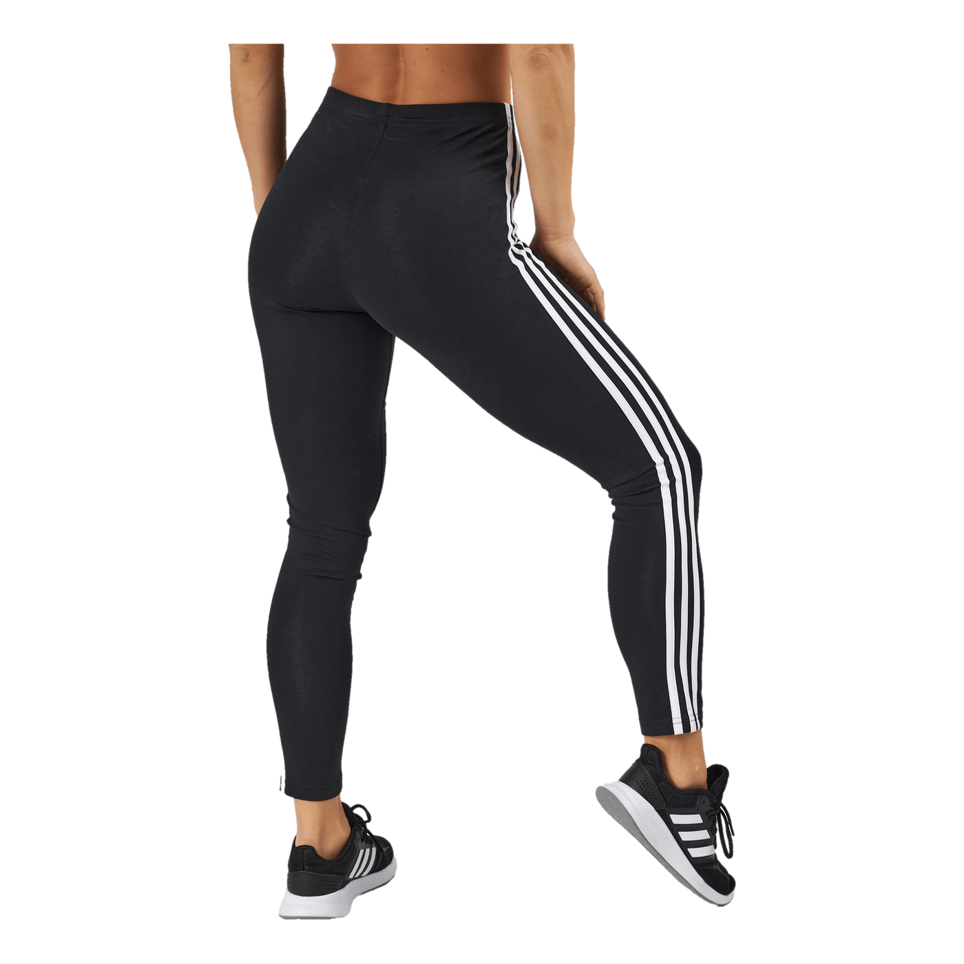 Essentials 3-Stripes High-Waisted Single Jersey Leggings Black / White