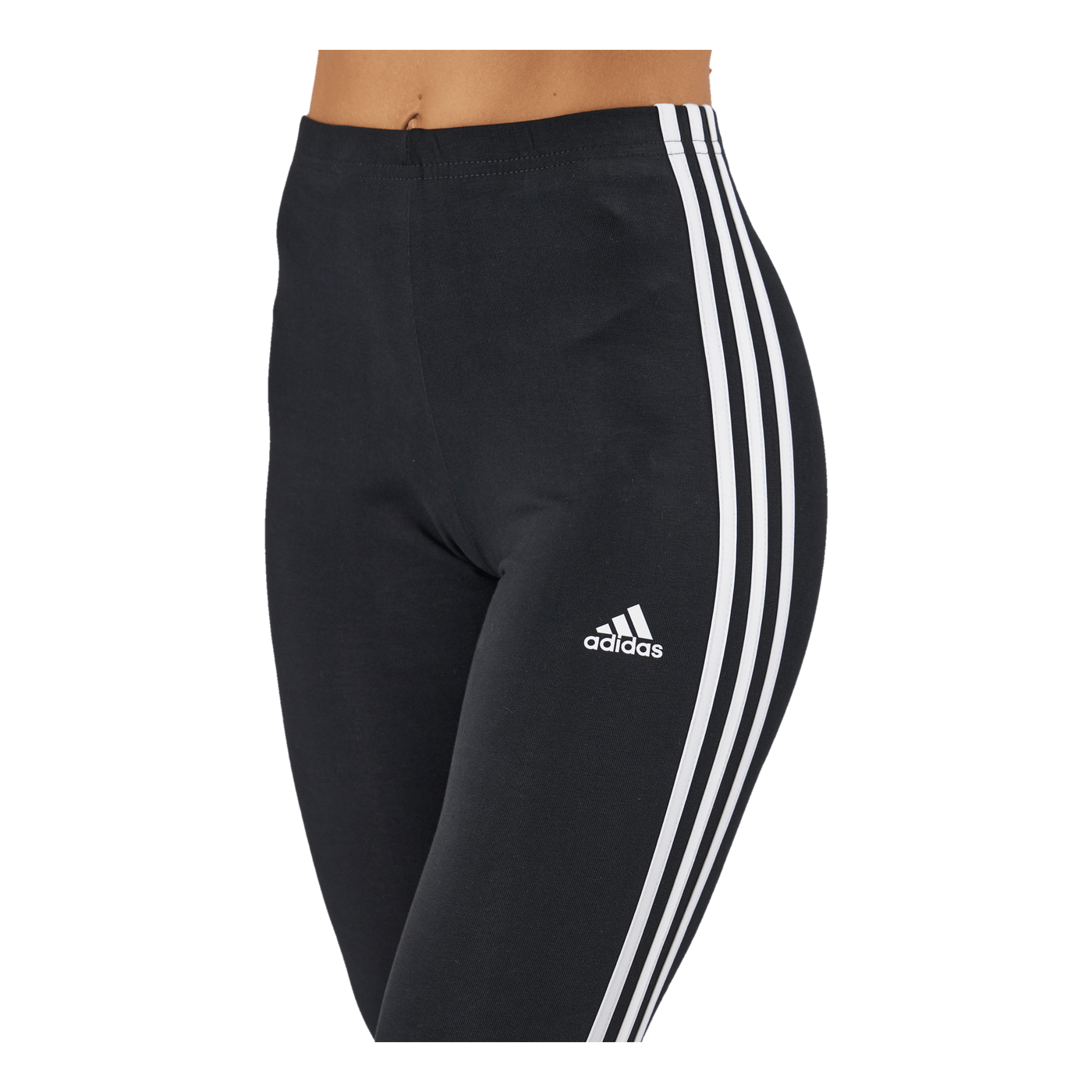 Essentials 3-Stripes High-Waisted Single Jersey Leggings Black / White