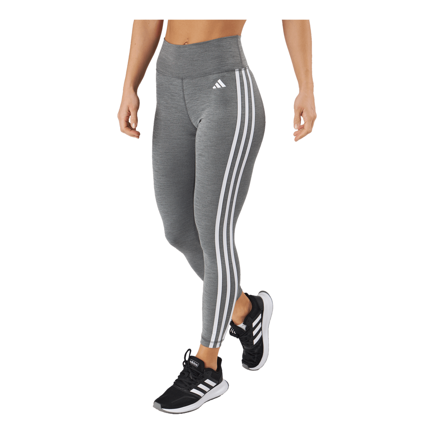 Train Essentials 3-Stripes High-Waisted 7/8 Leggings Dark Grey Heather