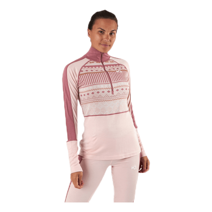 Perle Half-Zip Shirt Pink