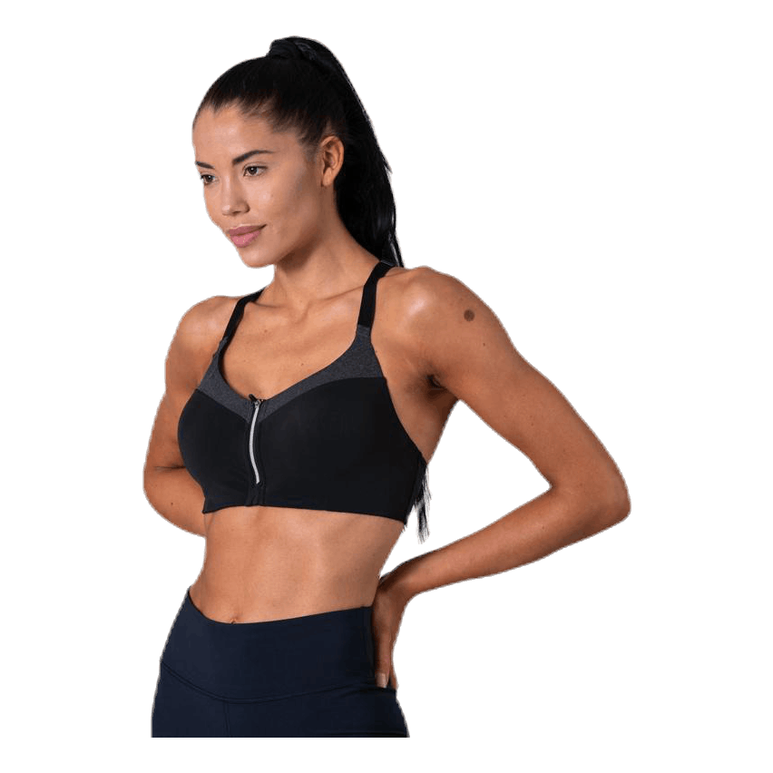 Front Zip Sports Bra Grey