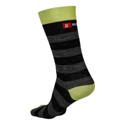 Merino Liner Striped Green/Black/Grey