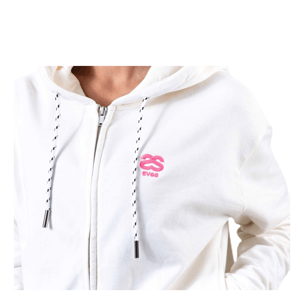 Woven Logo Tape Zip Hood White