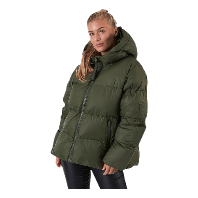 Short Padded Hood Jacket Green