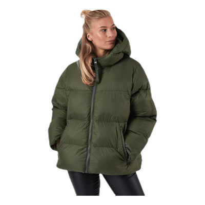 Short Padded Hood Jacket Green