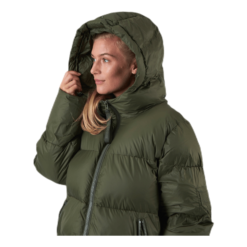 Short Padded Hood Jacket Green