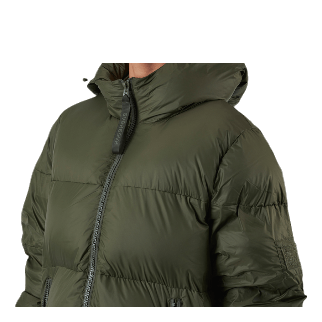 Short Padded Hood Jacket Green