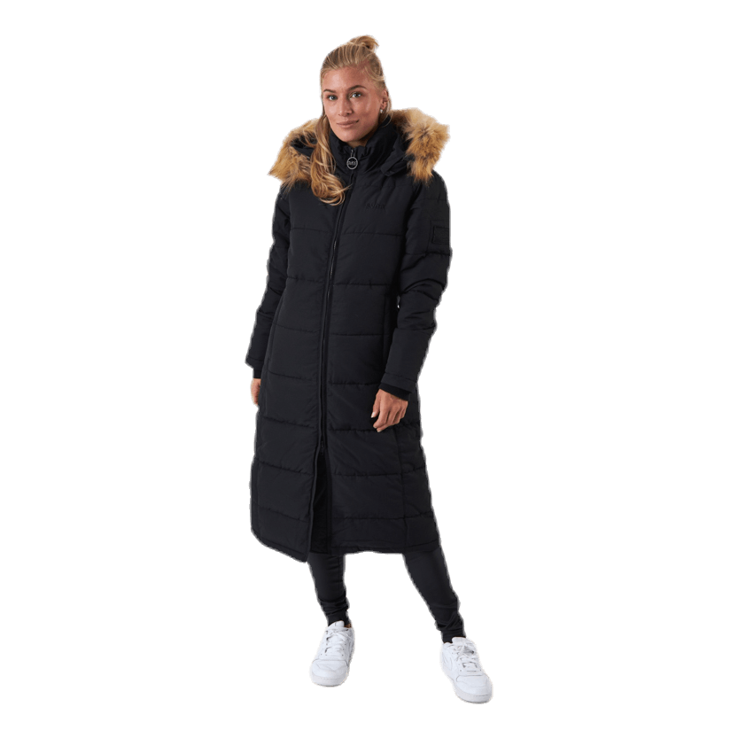 Long Slim Padded Parka Black