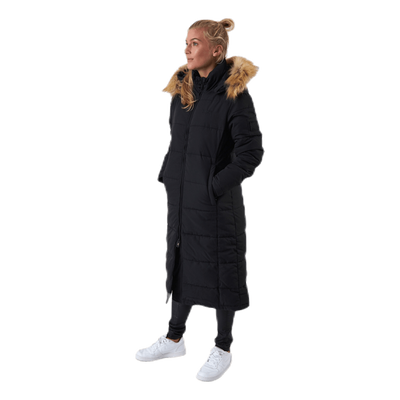 Long Slim Padded Parka Black