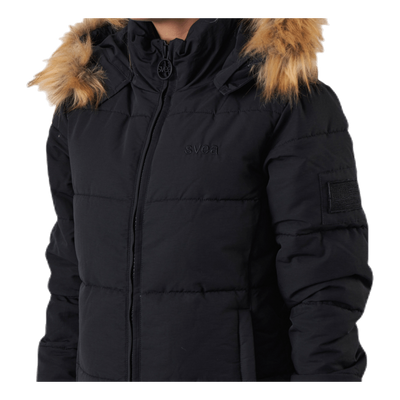 Long Slim Padded Parka Black