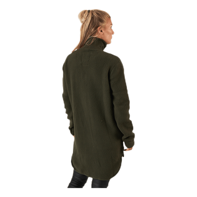 Long Pile Zip Sweat Green