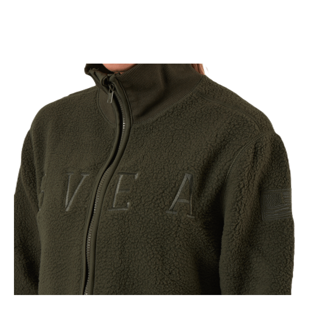 Long Pile Zip Sweat Green