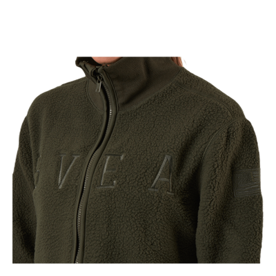 Long Pile Zip Sweat Green