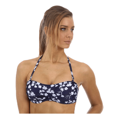 Blue Flower Twisted Bandeau Blue/White