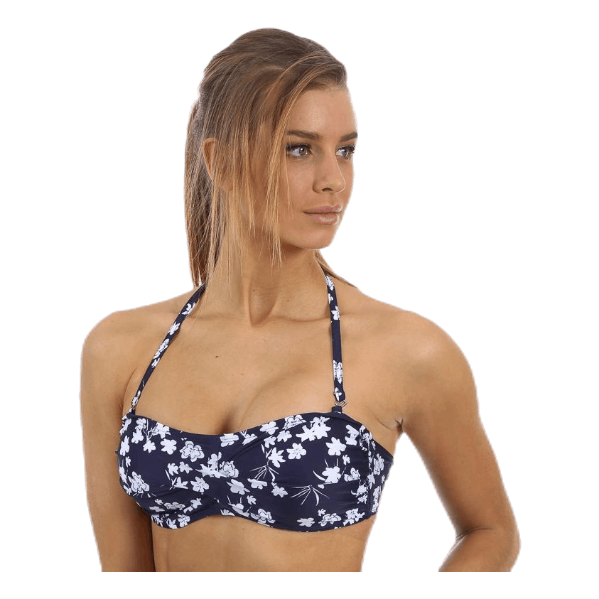 Blue Flower Twisted Bandeau Blue/White