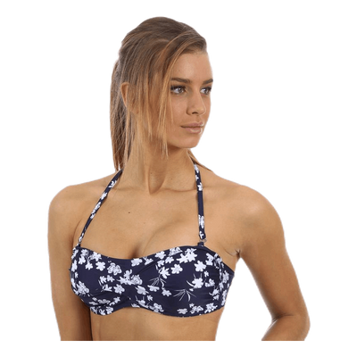 Blue Flower Twisted Bandeau Blue/White