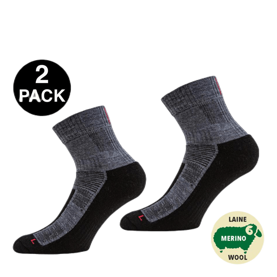 Leonardo Qtr - 2-pack Merino Wool Quarter Length Walking Socks Grey