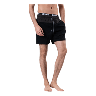 Logo Medium Length Swim Shorts Black/Grey