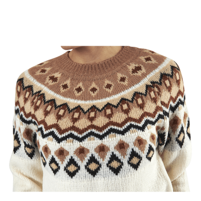 Amber Jaquard L/S Pullover Cc Knt Brown