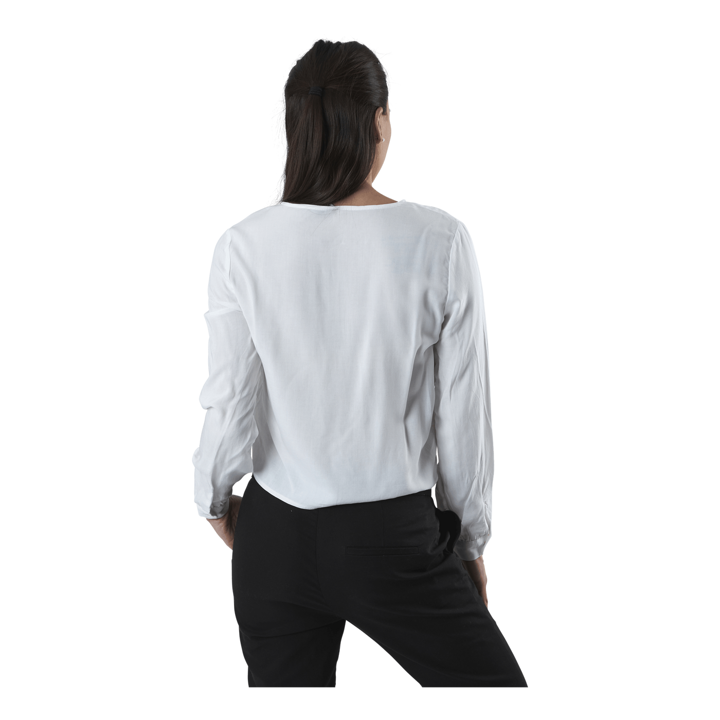 Nina Life L/S Tie Shirt Wvn White