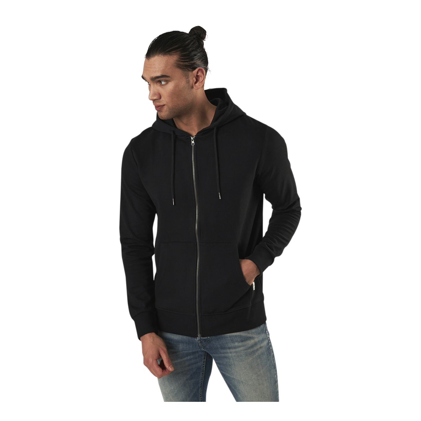 Basic Sweat Zip Hood Black