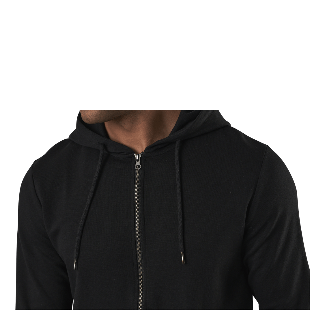 Basic Sweat Zip Hood Black