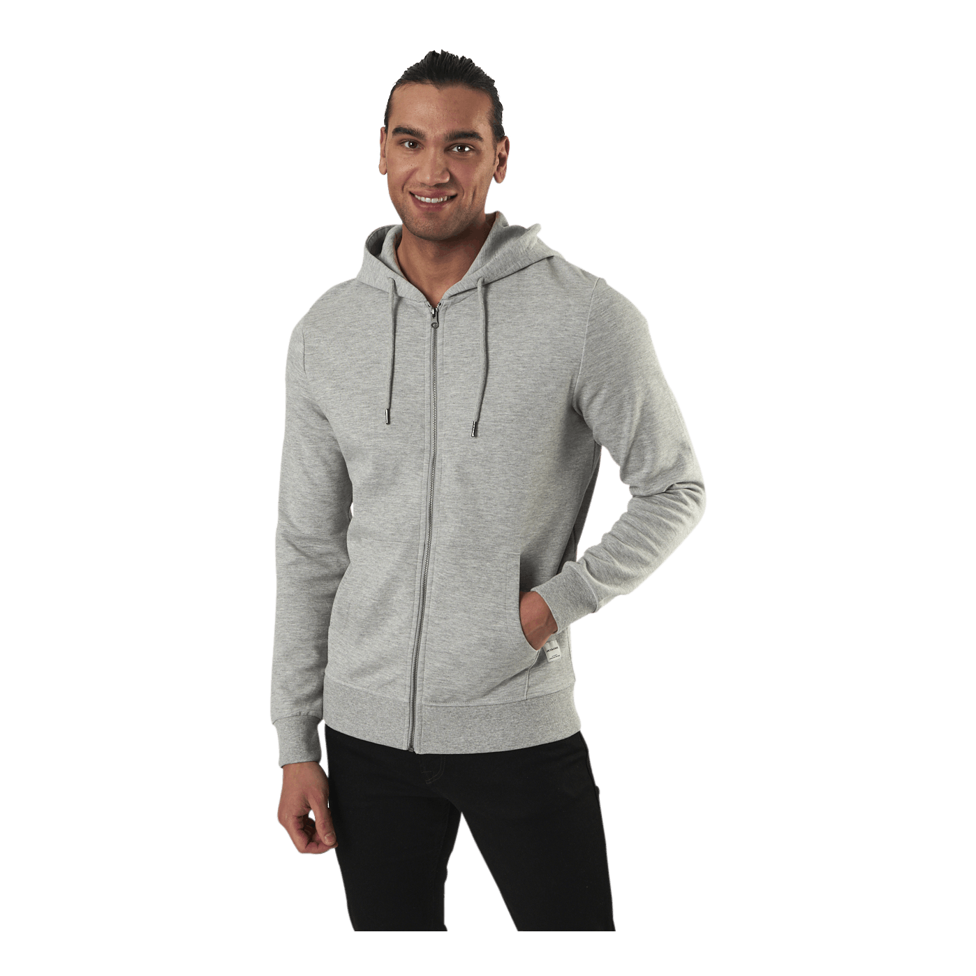 Basic Sweat Zip Hood Grey