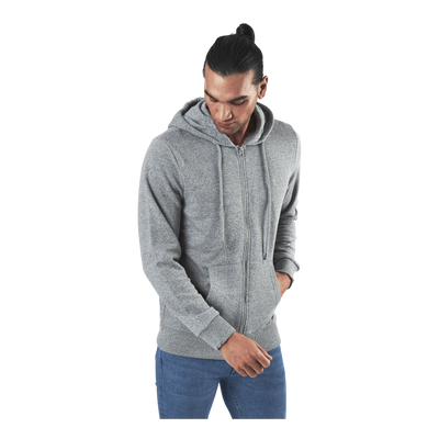 Basic Melange Sweat Zip Hood Grey