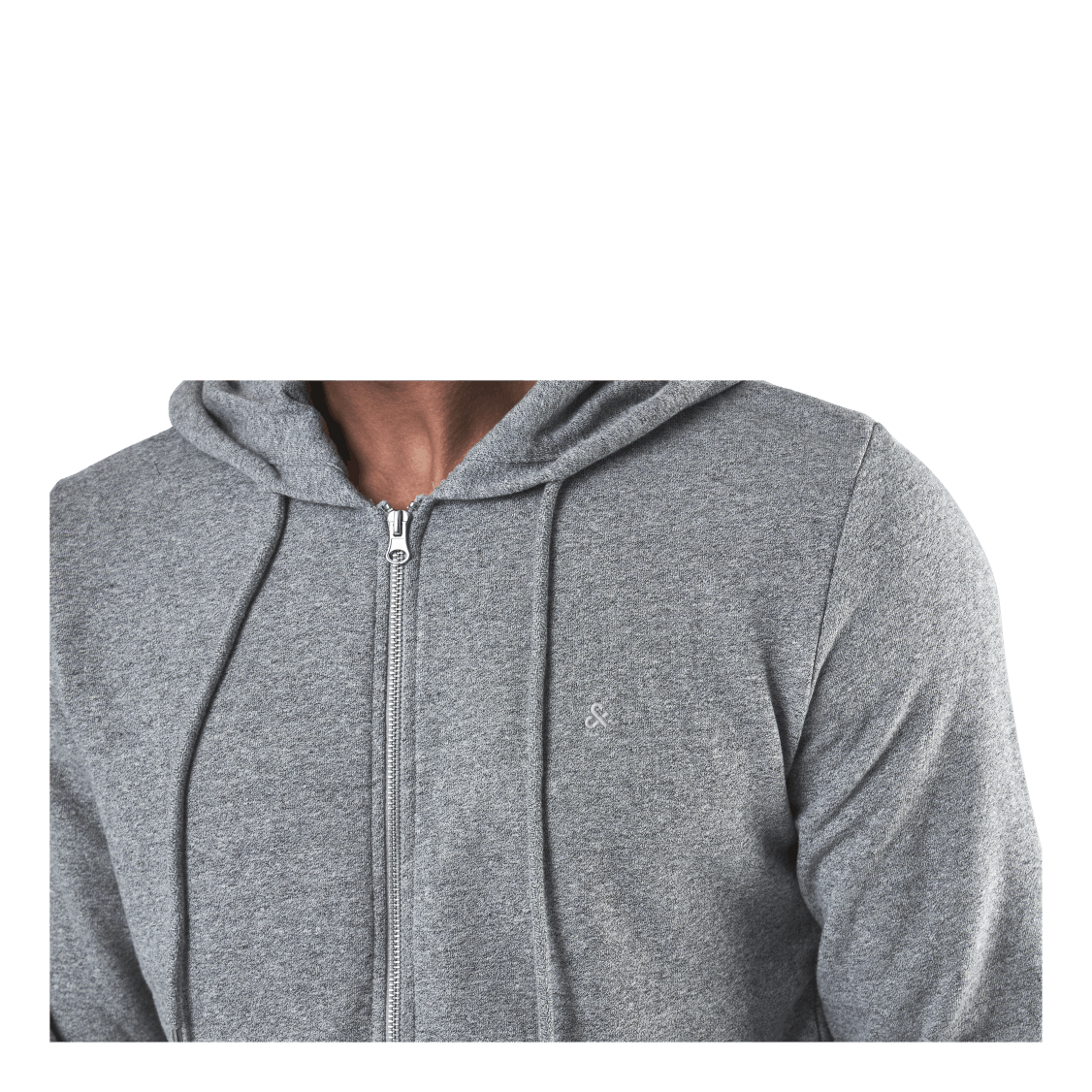 Basic Melange Sweat Zip Hood Grey