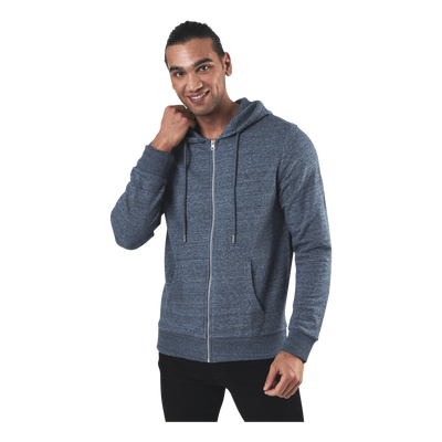 Basic Melange Sweat Zip Hood Blue