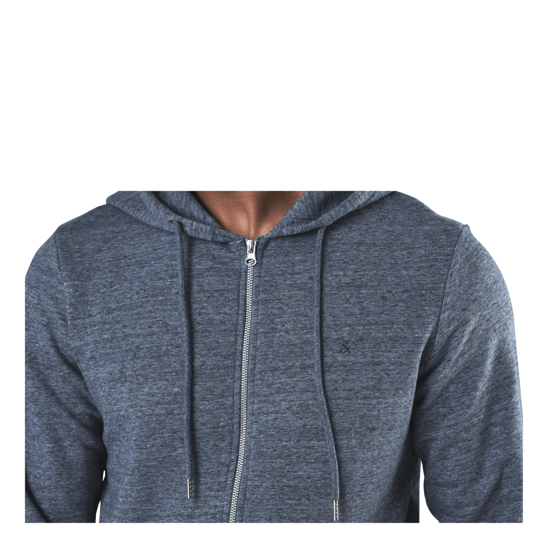 Basic Melange Sweat Zip Hood Blue