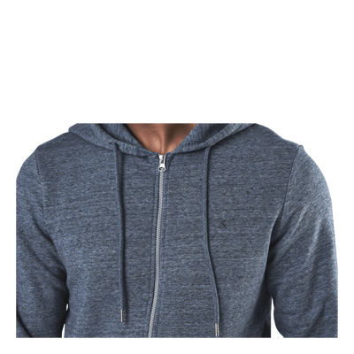 Basic Melange Sweat Zip Hood Blue