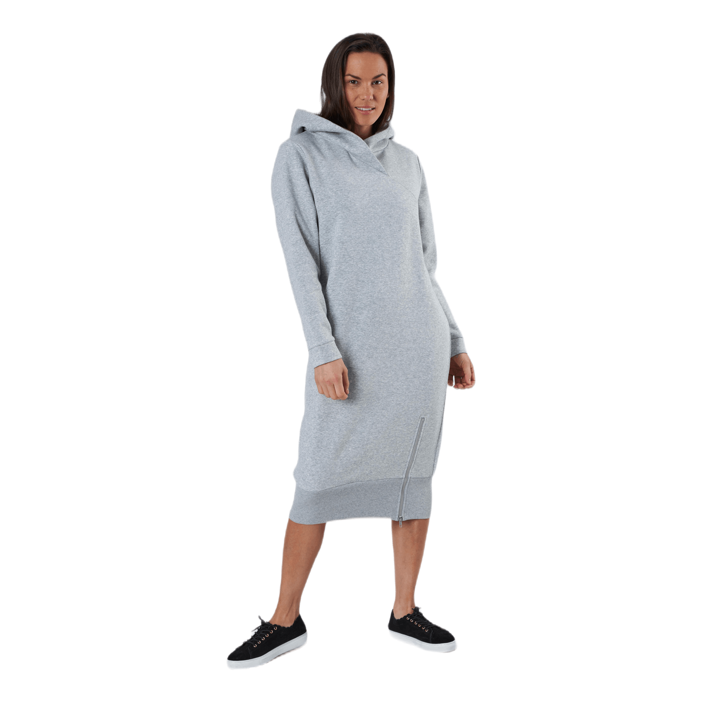 Leda Ls Hoodie Sweat Dress Bc Grey