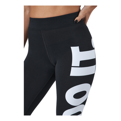 Sportswear Essential Women's High-Waisted Graphic Leggings BLACK/WHITE