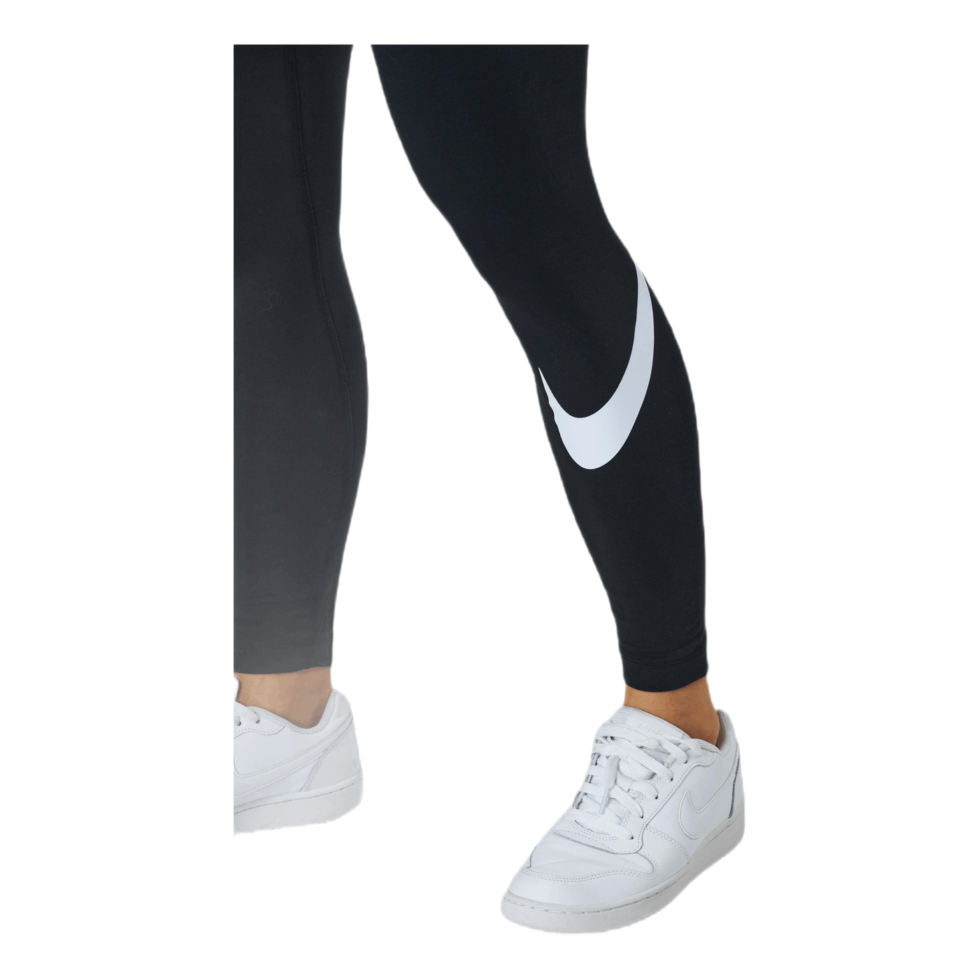 Sportswear Essential Women's Mid-Rise Swoosh Leggings BLACK/WHITE - Nike –