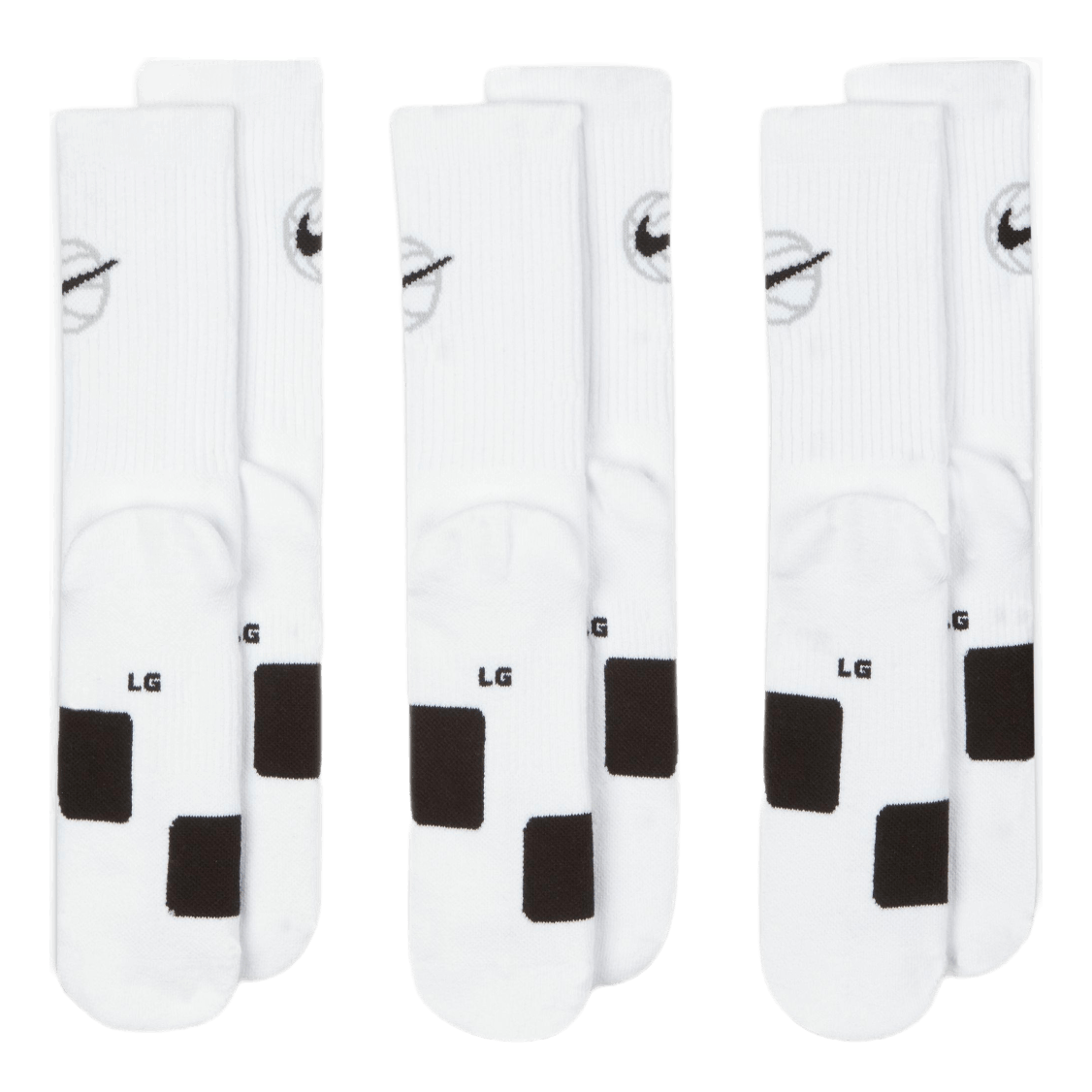 Everyday Crew Basketball Socks (3 Pair) WHITE/BLACK