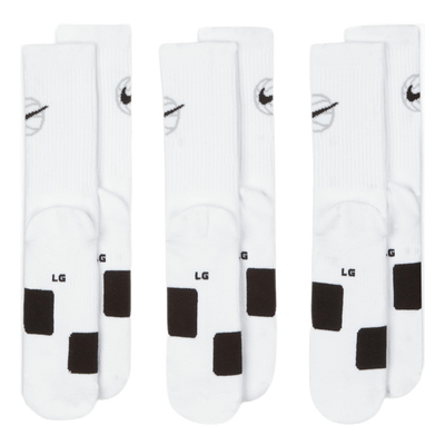 Everyday Crew Basketball Socks (3 Pair) WHITE/BLACK