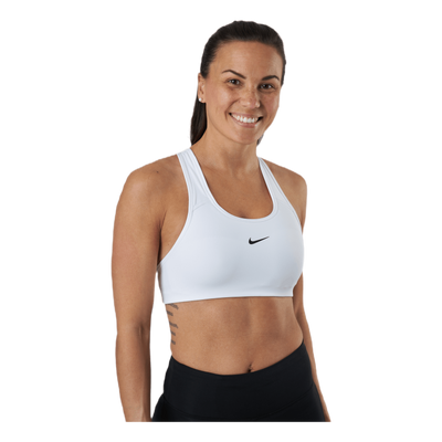 Swoosh Women's Medium-Support 1-Piece Pad Sports Bra WHITE/BLACK