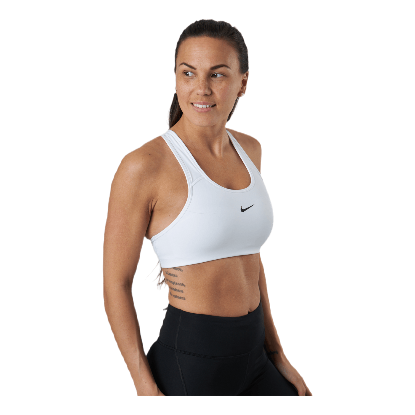 Swoosh Women's Medium-Support 1-Piece Pad Sports Bra WHITE/BLACK